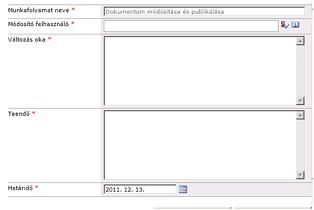 karaDox™ Dokumentumkezelő 2 - 16. ábra: dokumentum módosítása és publikálása folyamat indítása