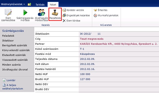 karaDox™ Számlaengedélyező 4 - 15. ábra: pecsételés - 1. lépés